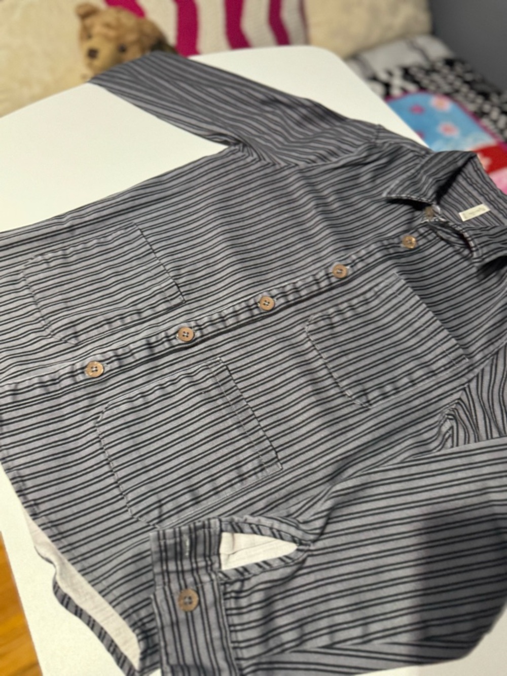 Striped Button-Up Shirt Jacket
Washed Indigo